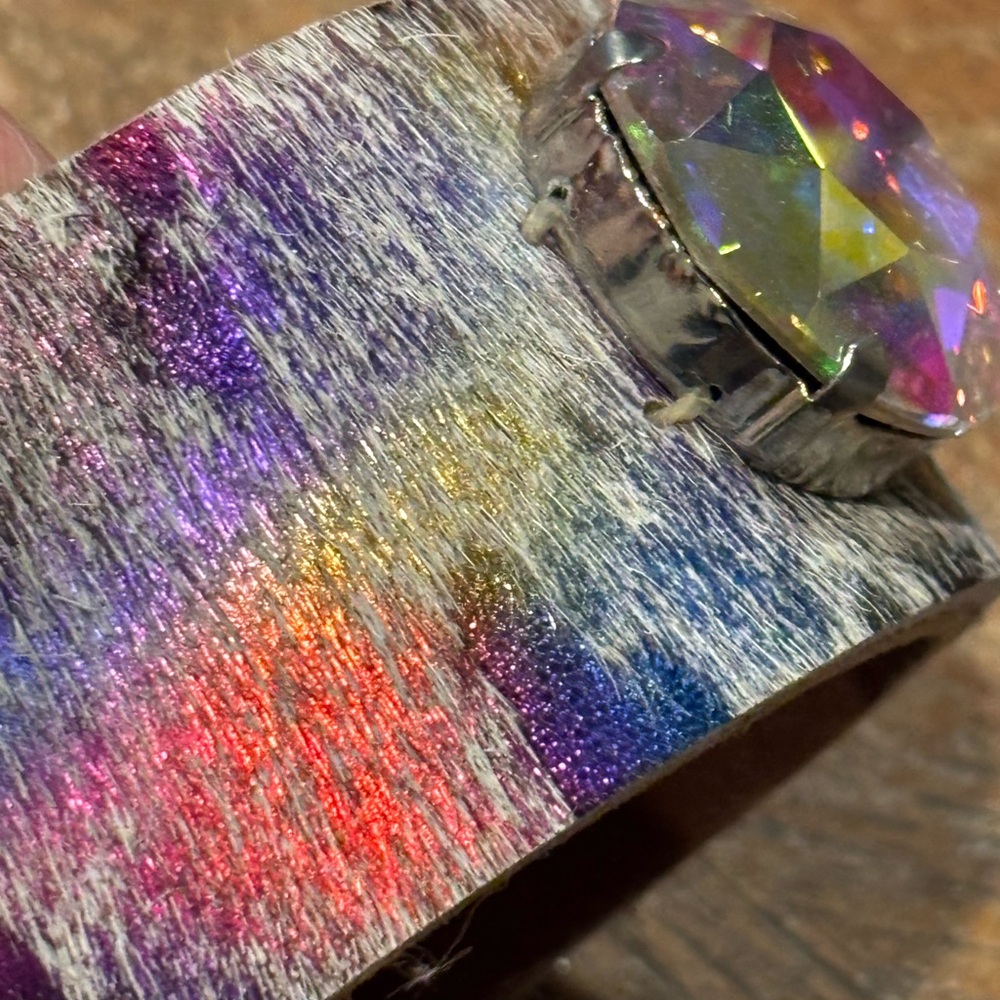 Stunning Cowhide Adjustable Cuff Bracelet With La… - image 2